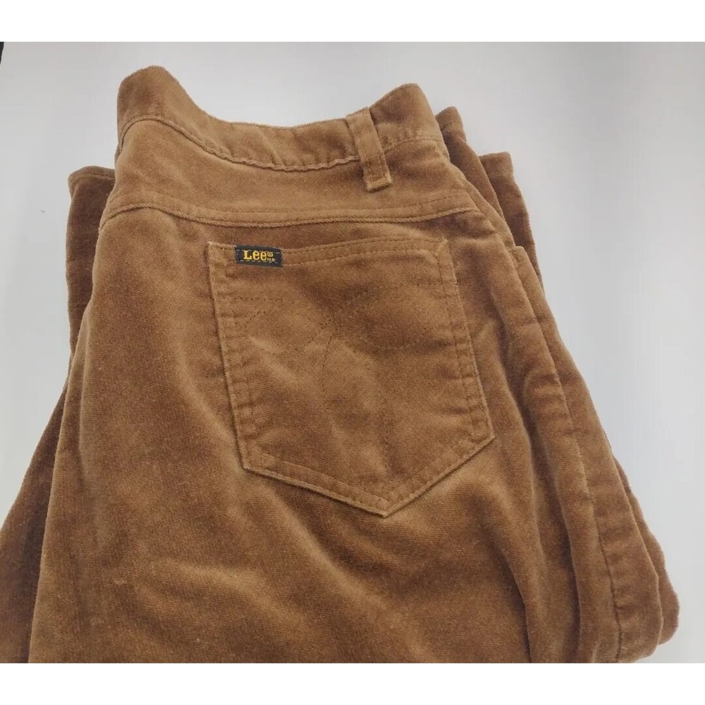 Lee Velour Vintage Pants Jeans 70s Slack Hippy Bohemian Boot Cut Tan Sz 18